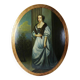 Elegant grand portrait medallion oil on curved Venetian wood vintage