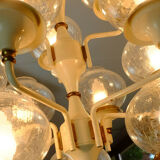 1960s mid century chandelier brass 12 crackle glass shades