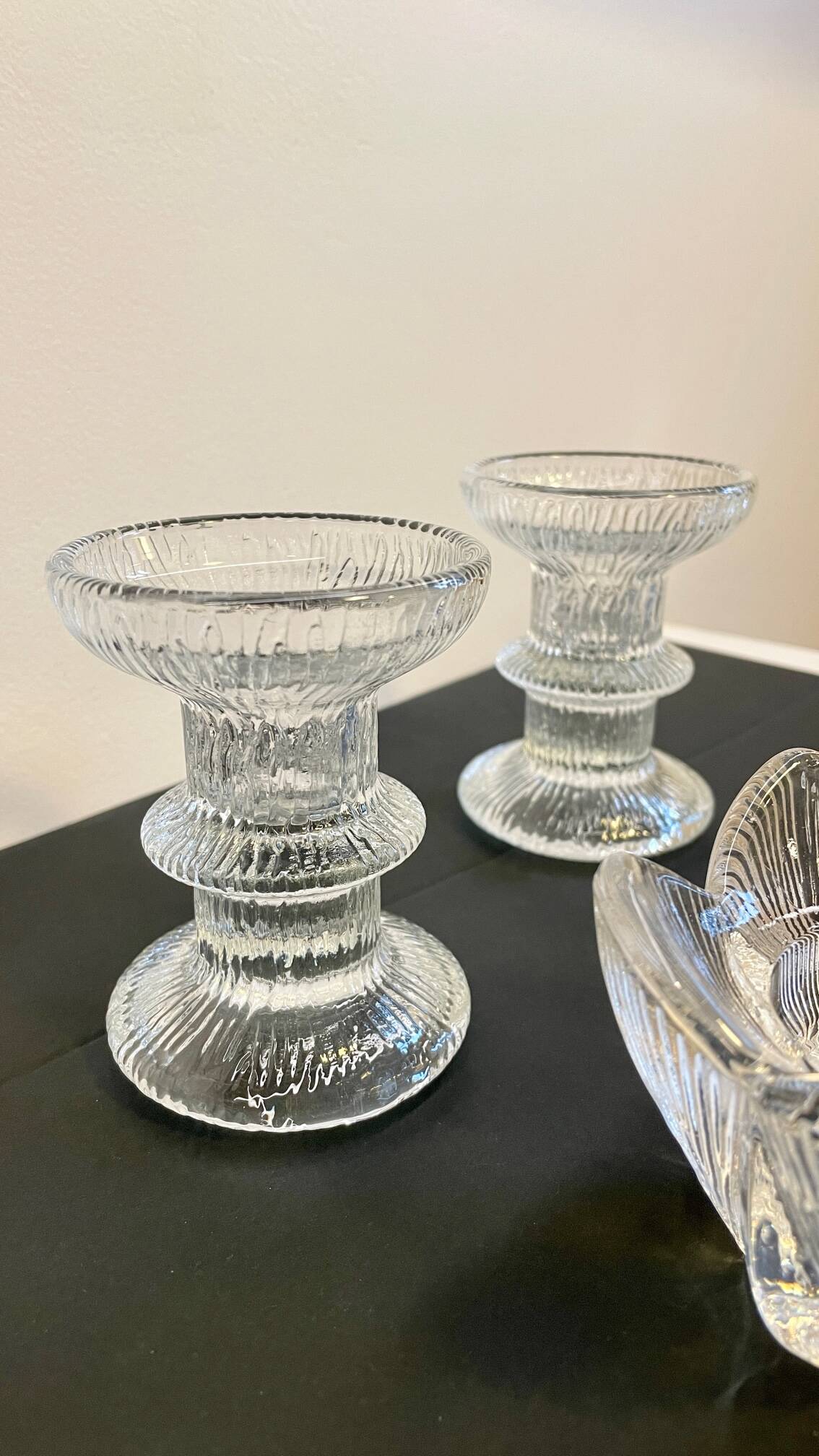 Bougeoirs cristal façon littala vintage