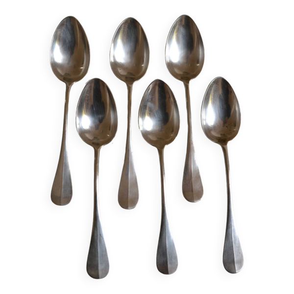 6 cuillères à soupe métal argenté P de Ruolz silver plated soup spoons 21,8 cm