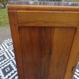 Narrow Art Deco sideboard in light walnut with gray marble top