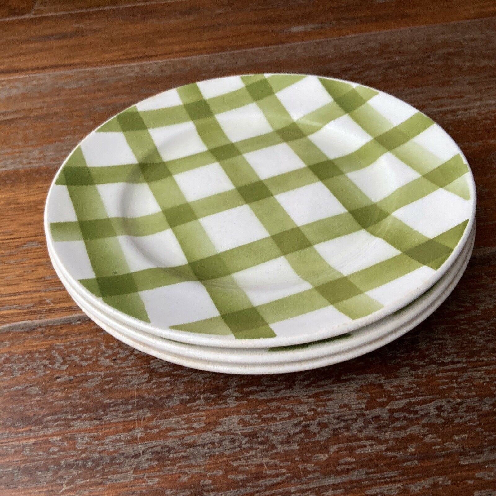 Set of 3 flat plates cloth cloth green vintage Moulin des Loups