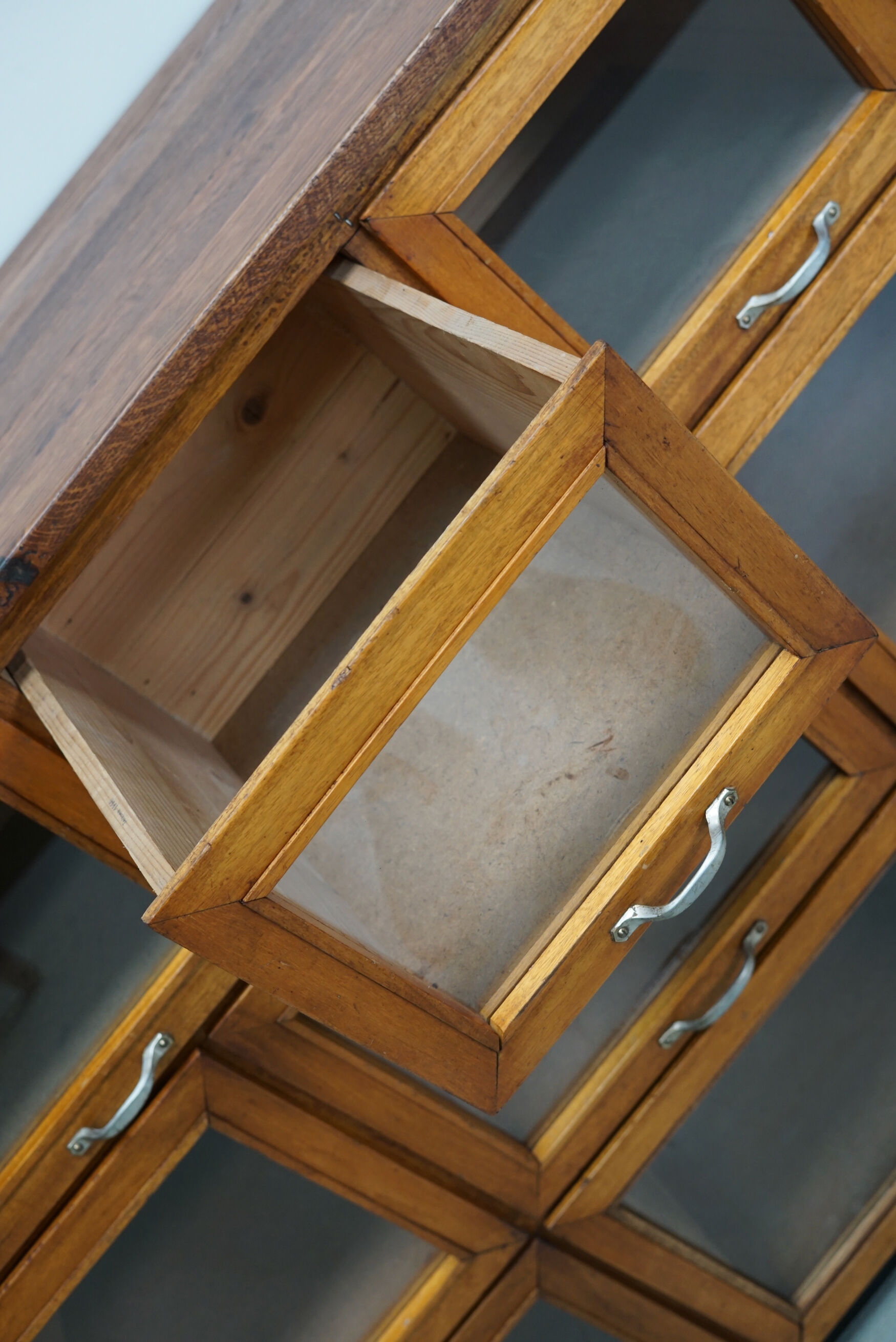 Vintage oak haberdashery cabinet / display cabinet, Netherlands, 1950s