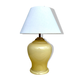 Lampe verre Danemark 1980, abat jour coton