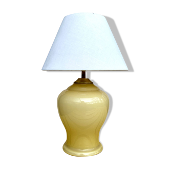 Glass lamp Denmark 1980, cotton lampshade