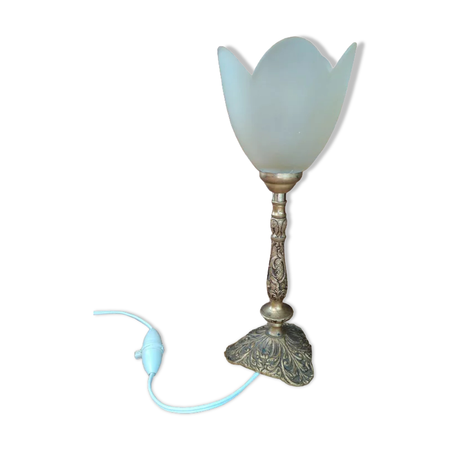 Art deco lamp living room bronze tulip glass paste orange dp 1122201