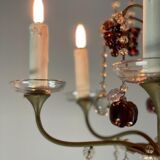 Silver bronze lustre garnished with pampilles, fruits and balls