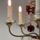 Silver bronze lustre garnished with pampilles, fruits and balls