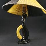 Bedside lamp vintage ceramic black and yellow