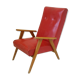 Armchair in leatherette and oak of the 1950s