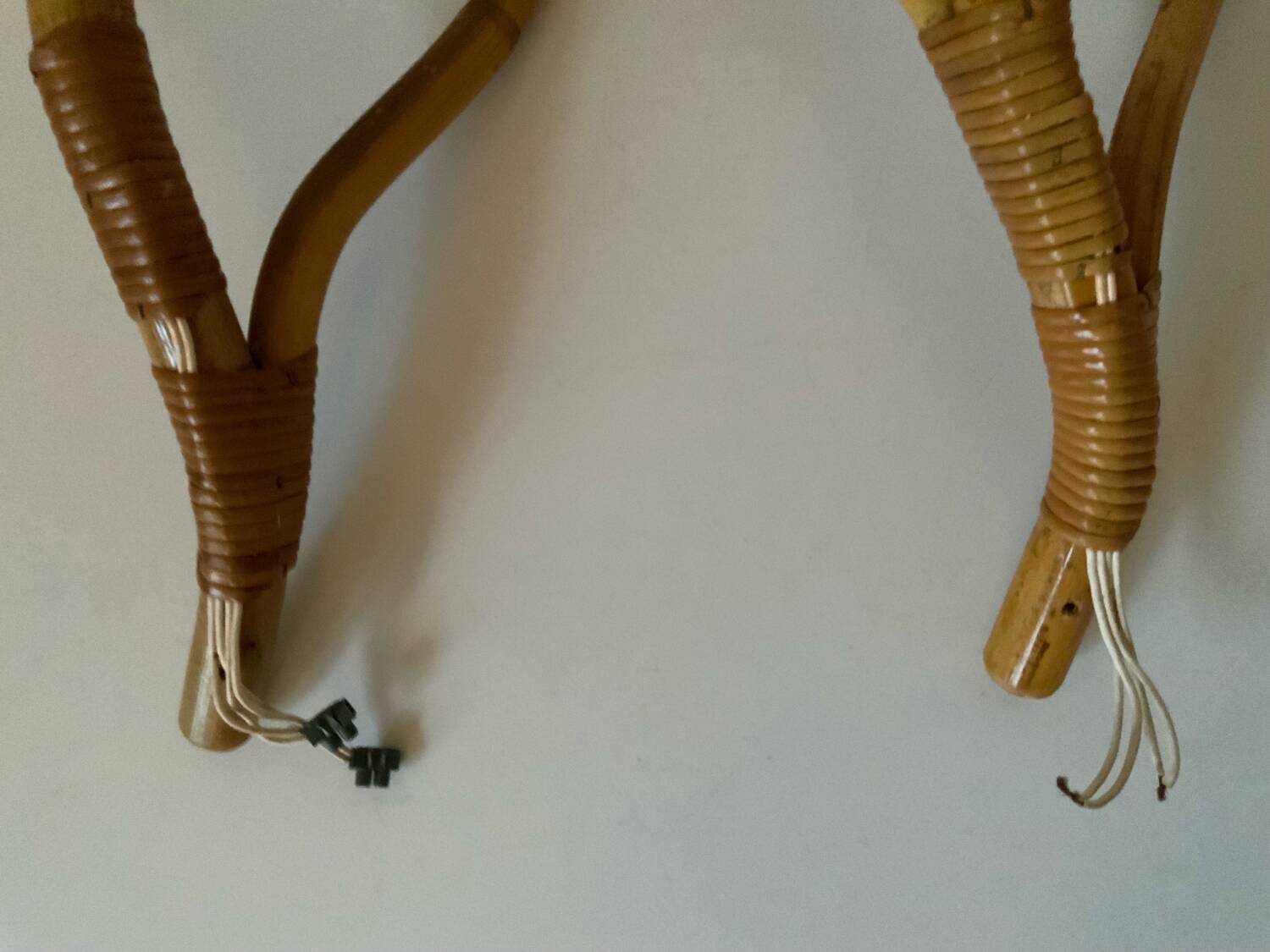 Rattan wall light trio