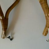 Rattan wall light trio