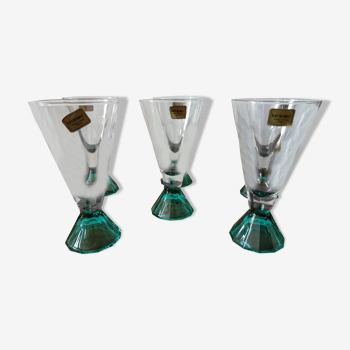 6 verres à vin ooriginaux Luminarc couleur vert d'eau vintage