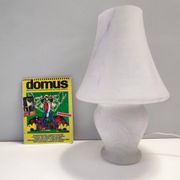 Lampe de table en verre Murano blanc avec un effet marbre rose, Italie