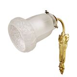 Paire d'appliques Art Nouveau en bronze doré et verre moulé dépoli