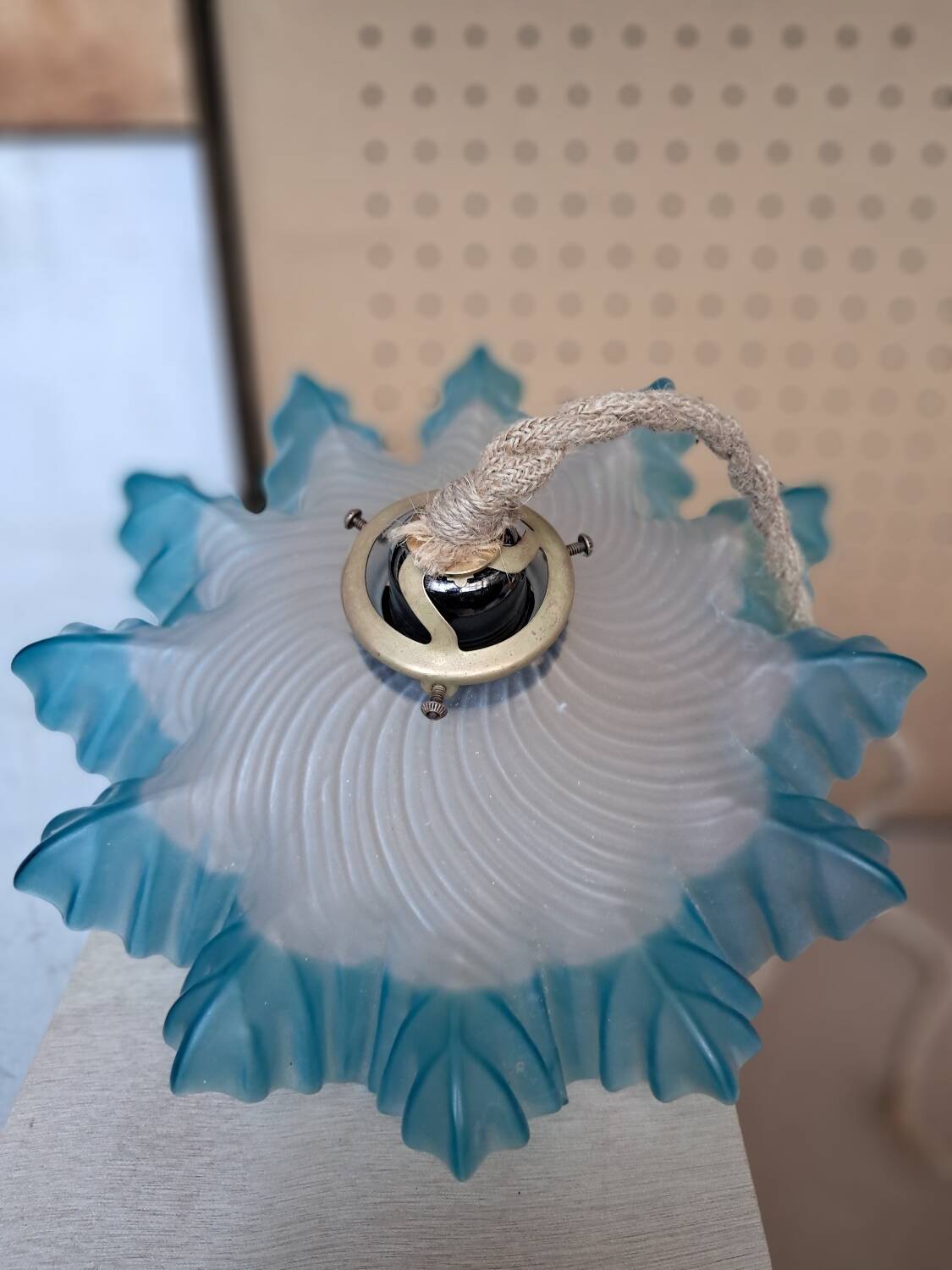 Blue draped suspension