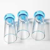 Set of 3 Vintage Blue-Footed Glasses / Mid-century Rare Tall Tumblers