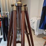 Geometric Tripod Lamp Wood and Brass
