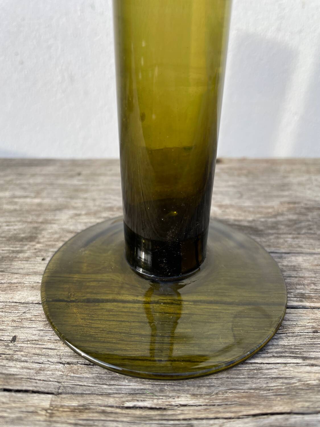Trio de soliflore en verre vert olive / vases tubes