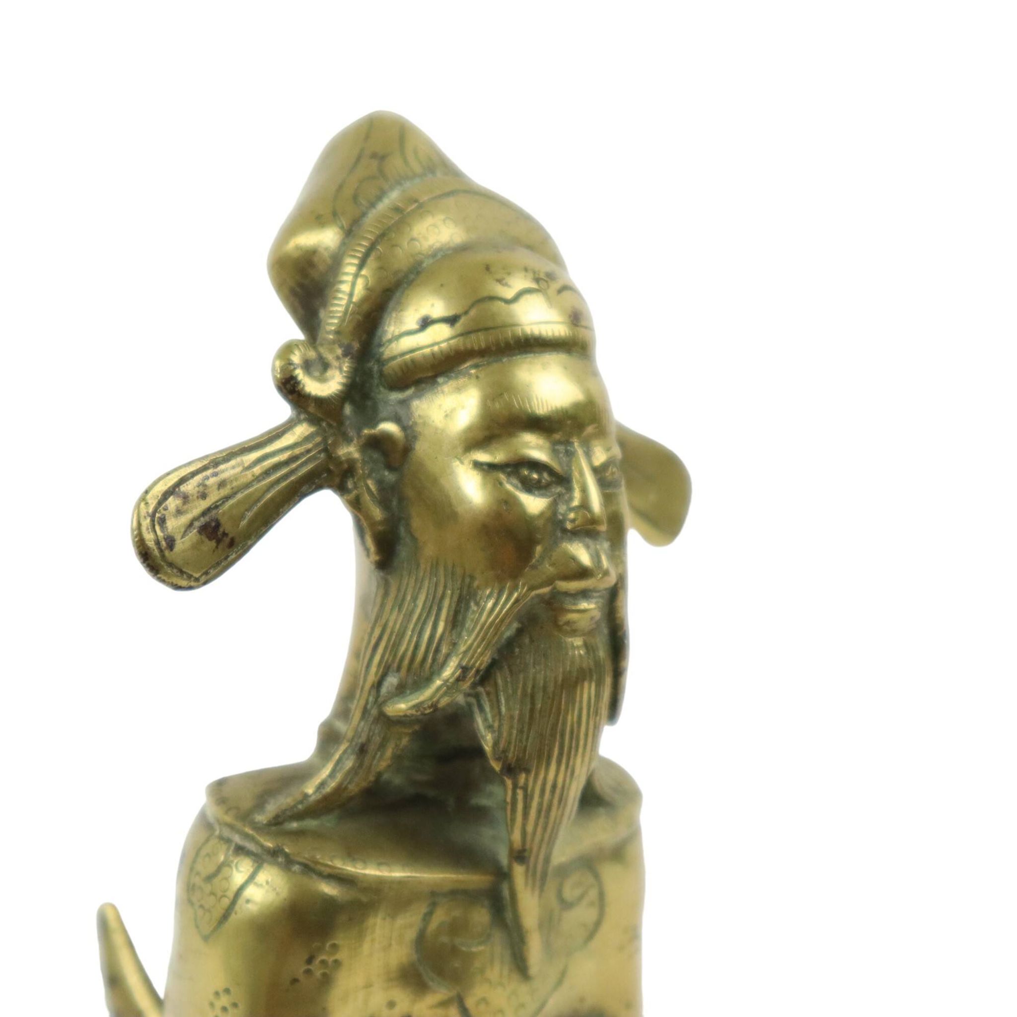 Vintage Brass Statue Kitchen God Zao Jun Buddha Statue