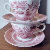 Set of 5 tea cups in English earthenware