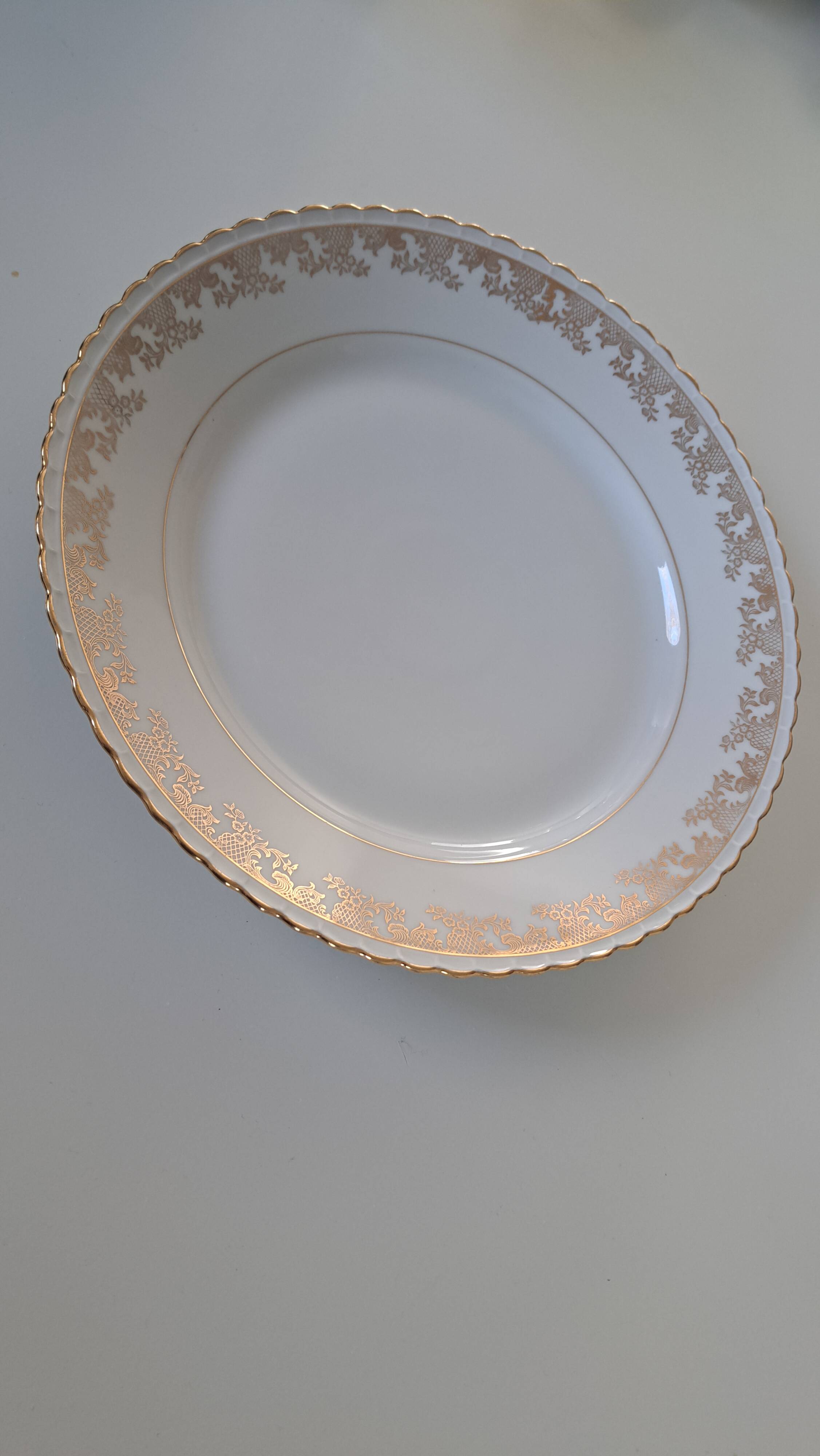 Gold-gilded Limoges porcelain plate