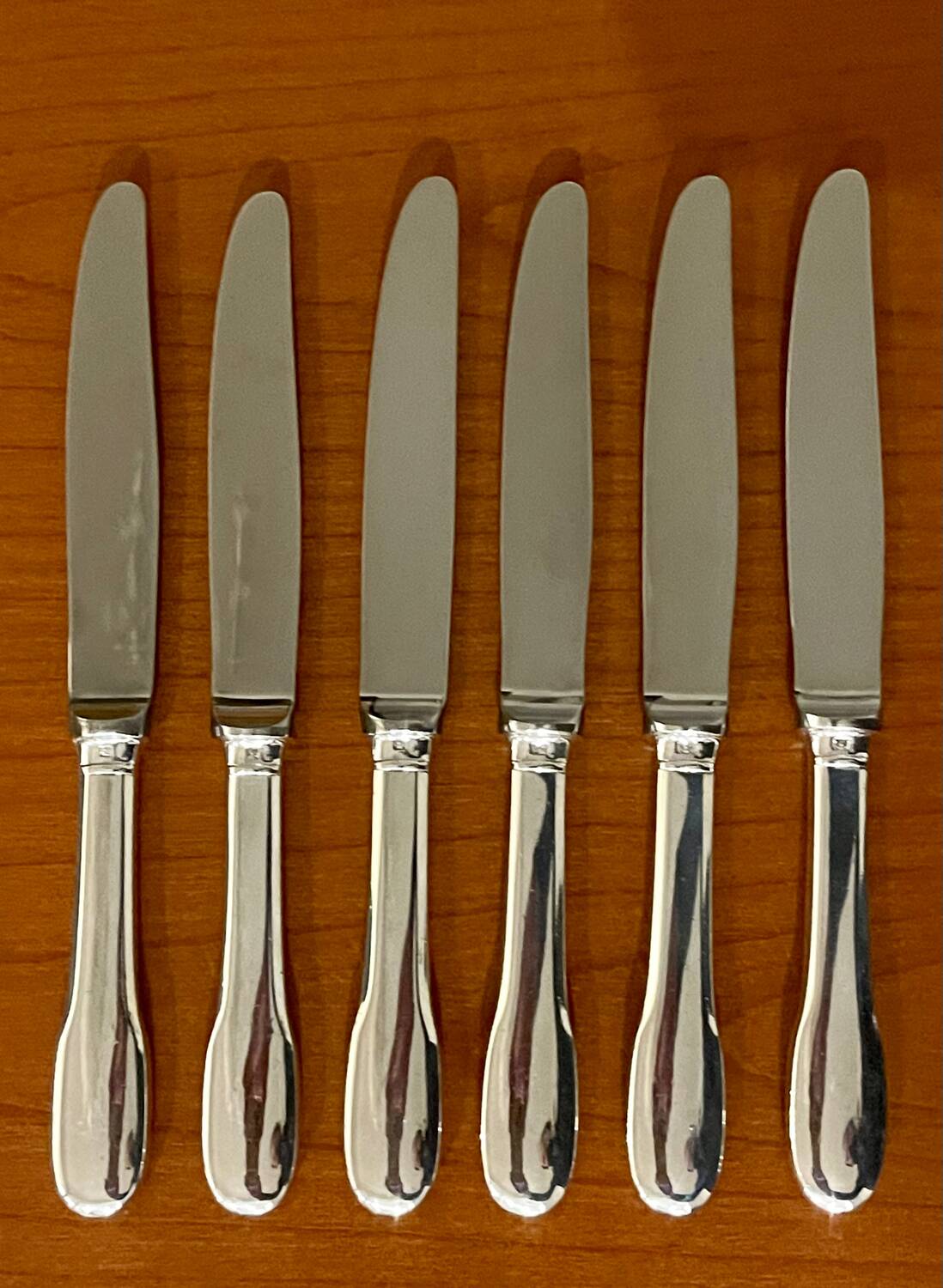 6 Christofle Cluny knives 19.5 cm for dessert, cheese, dessert, good condition