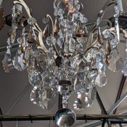 Antique French chandelier 170 cm with Louis XVI style chain in crystal.