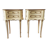 Pair of Louis XV style painted bedside tables