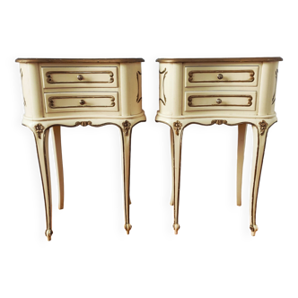 Pair of Louis XV style painted bedside tables