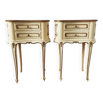 Pair of Louis XV style painted bedside tables