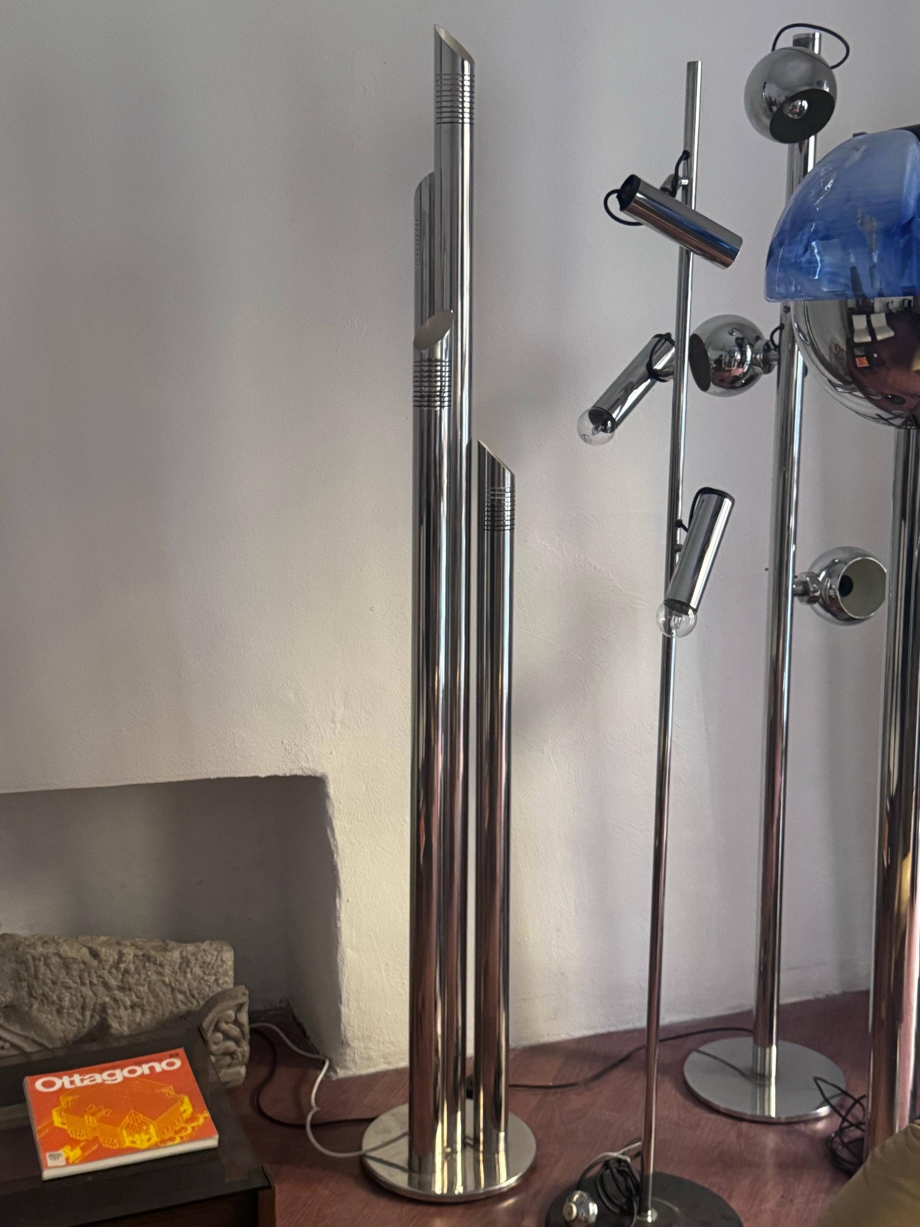 Stainless Steel Floor Lamp by Fontana for Reggiani, Italian Collectible Design