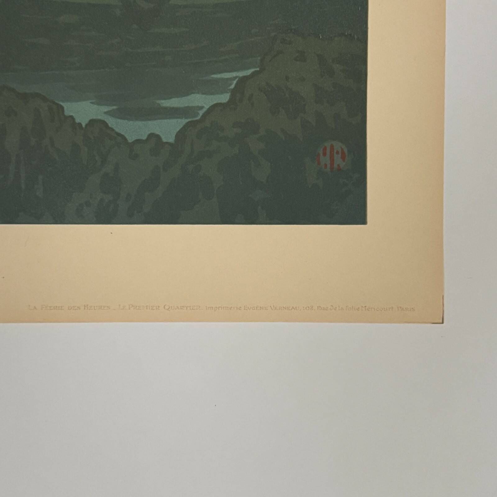 Lithographie par Henri Rivière La Féérie des Heures Le Premier Quartier