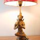 Unique and monumental Siamese bronze lamp from the 19th century, stamped.