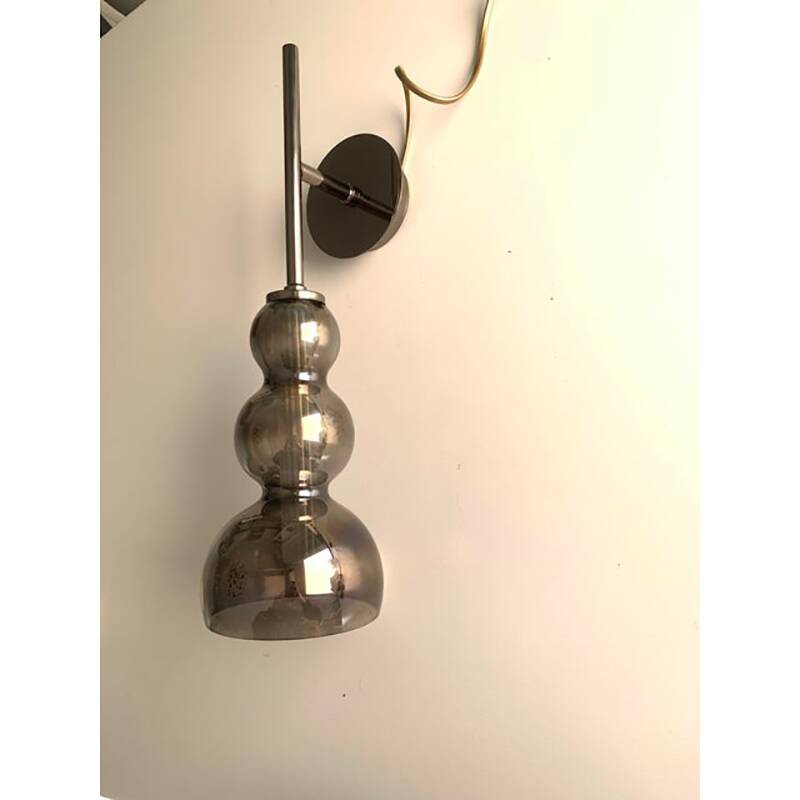 Set of Two Contemporary Smoked in Black Nickel Wall Sconces