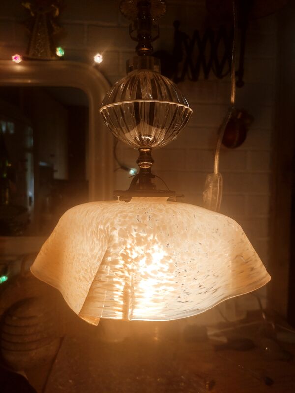 Suspension mouchoir en verre nuagé de Clichy