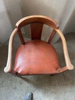 Vintage armchair art Deco - Hetre and leather