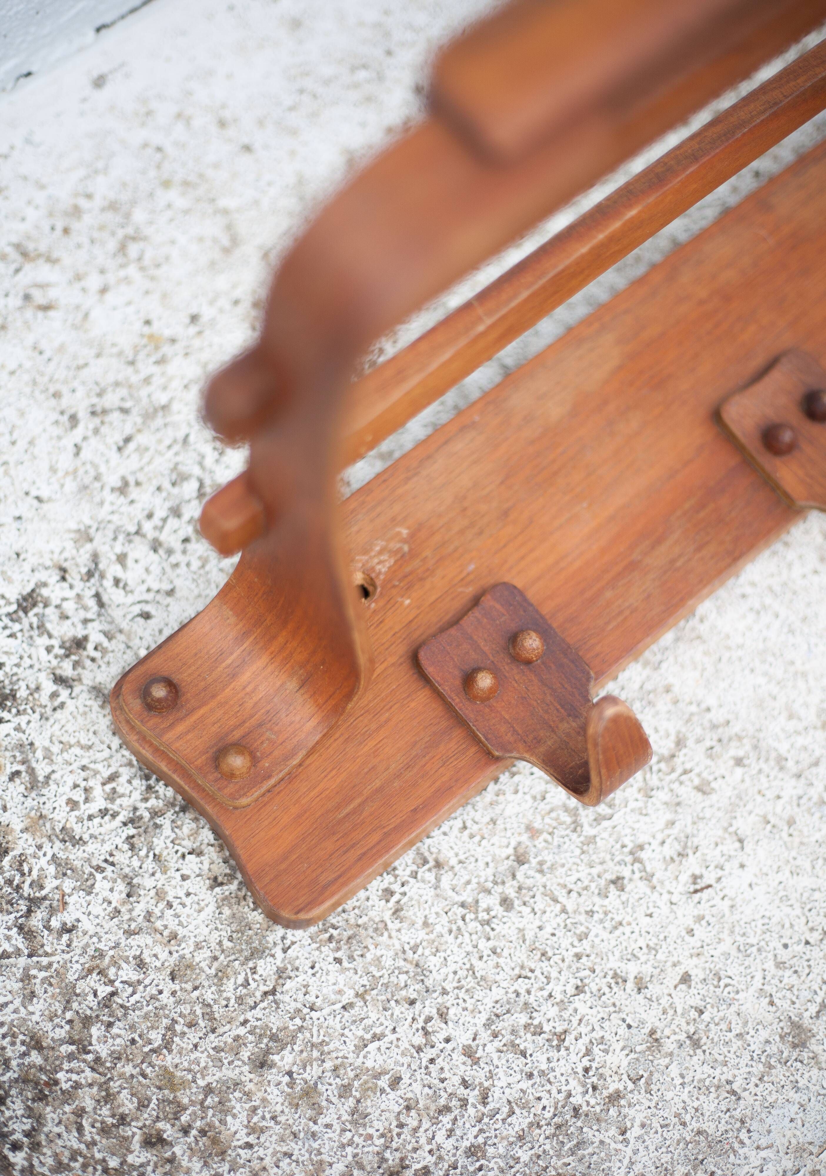 German wooden coat rack attributed to Bruno Paul, vintage coat rack, wall coat rack, woode