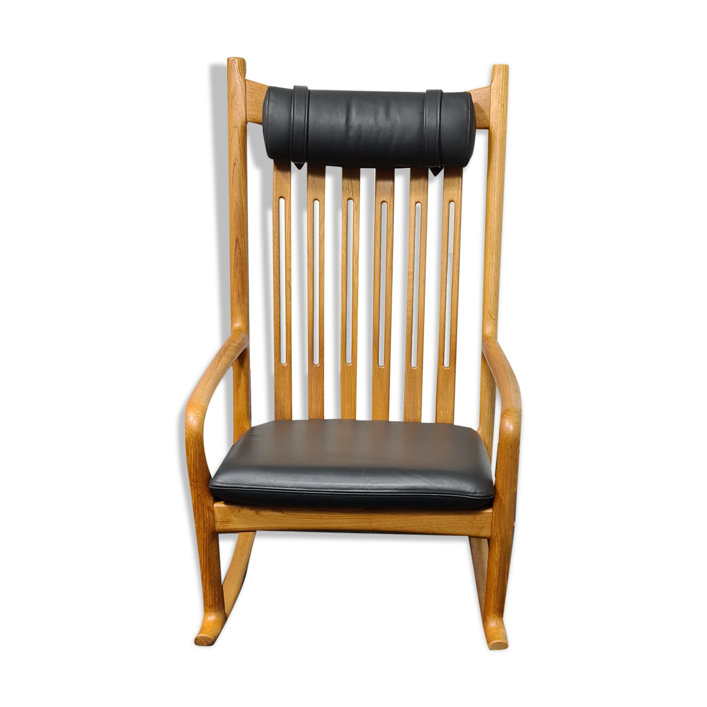Rocking-chair en teck vintage par Jakob Kjaer