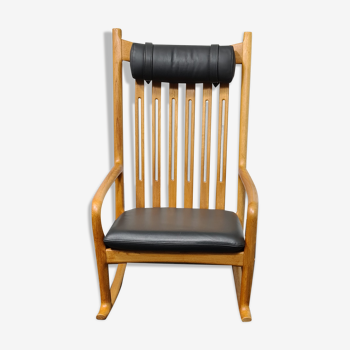 Rocking-chair en teck vintage par Jakob Kjaer