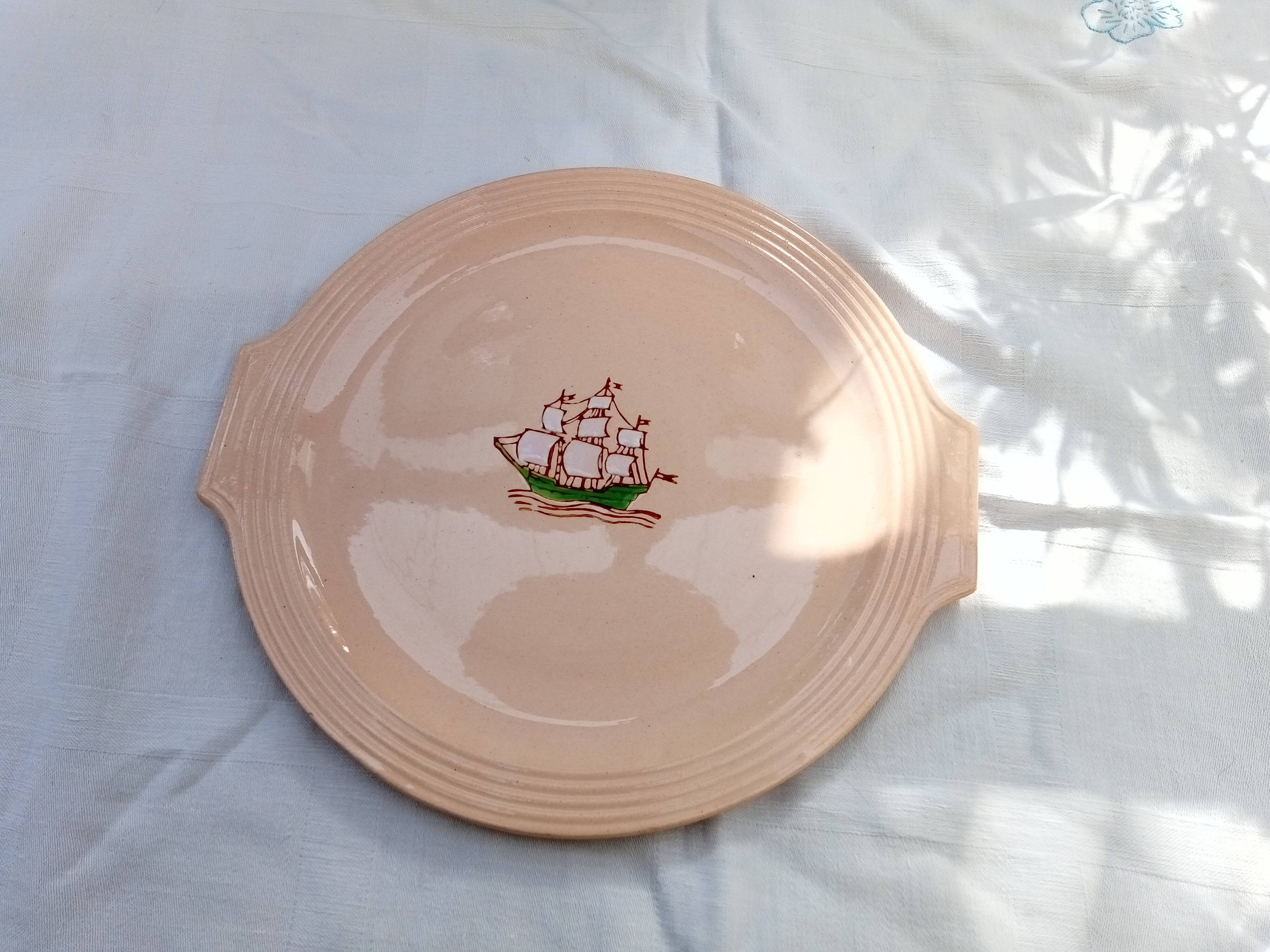 Set of 12 dessert plates and Longwy dish