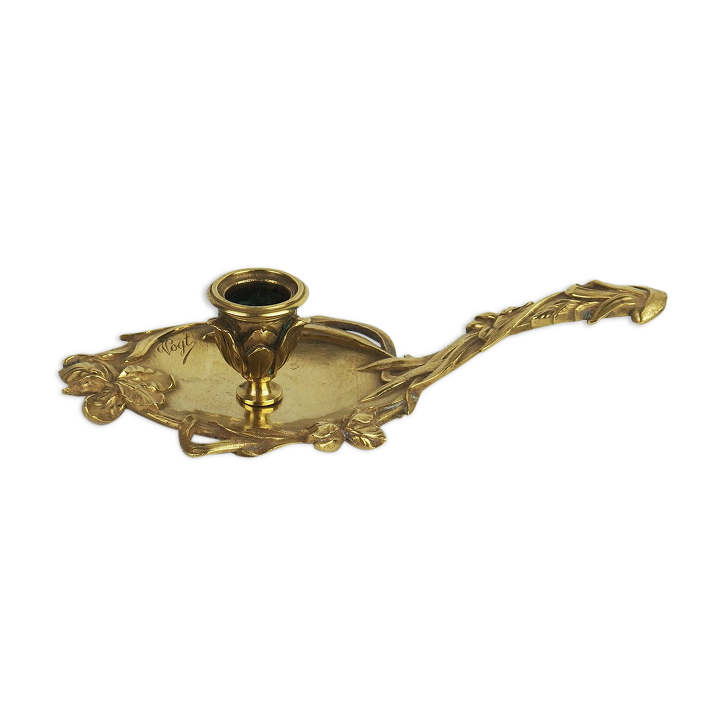 Bougeoir Art Nouveau en bronze par A Vogt