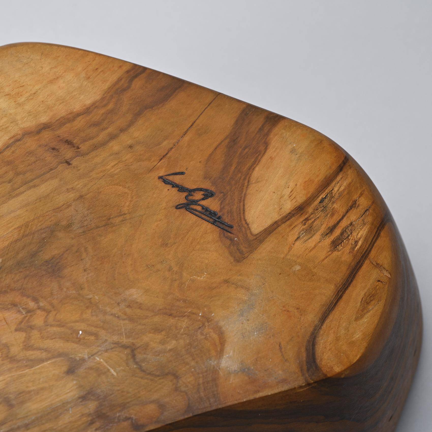 Olive wood cup, signed