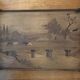 Large antique marquetry wooden platter