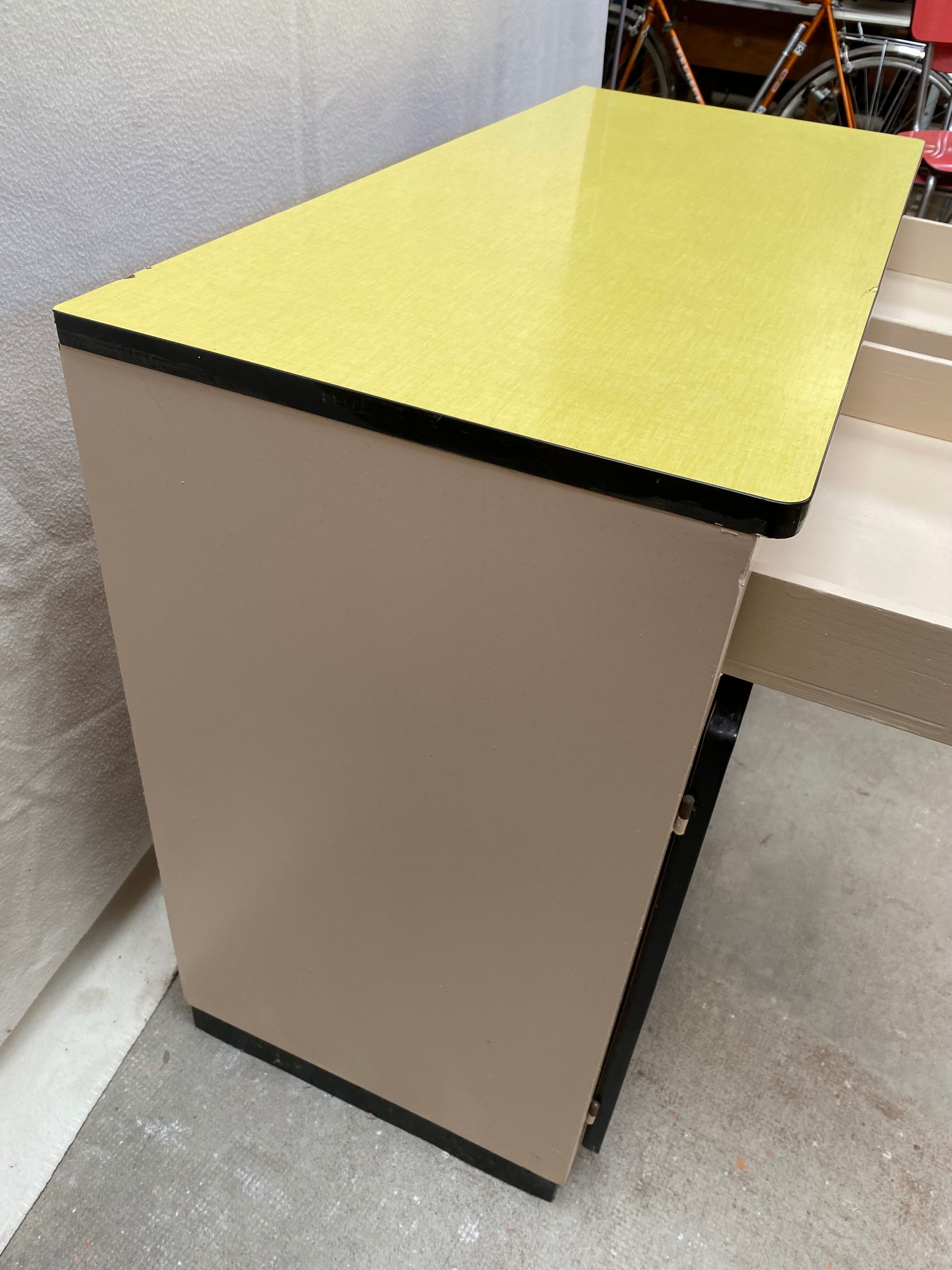 Yellow formica sideboard