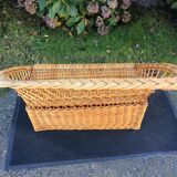 Vintage trunk bench braided rattan