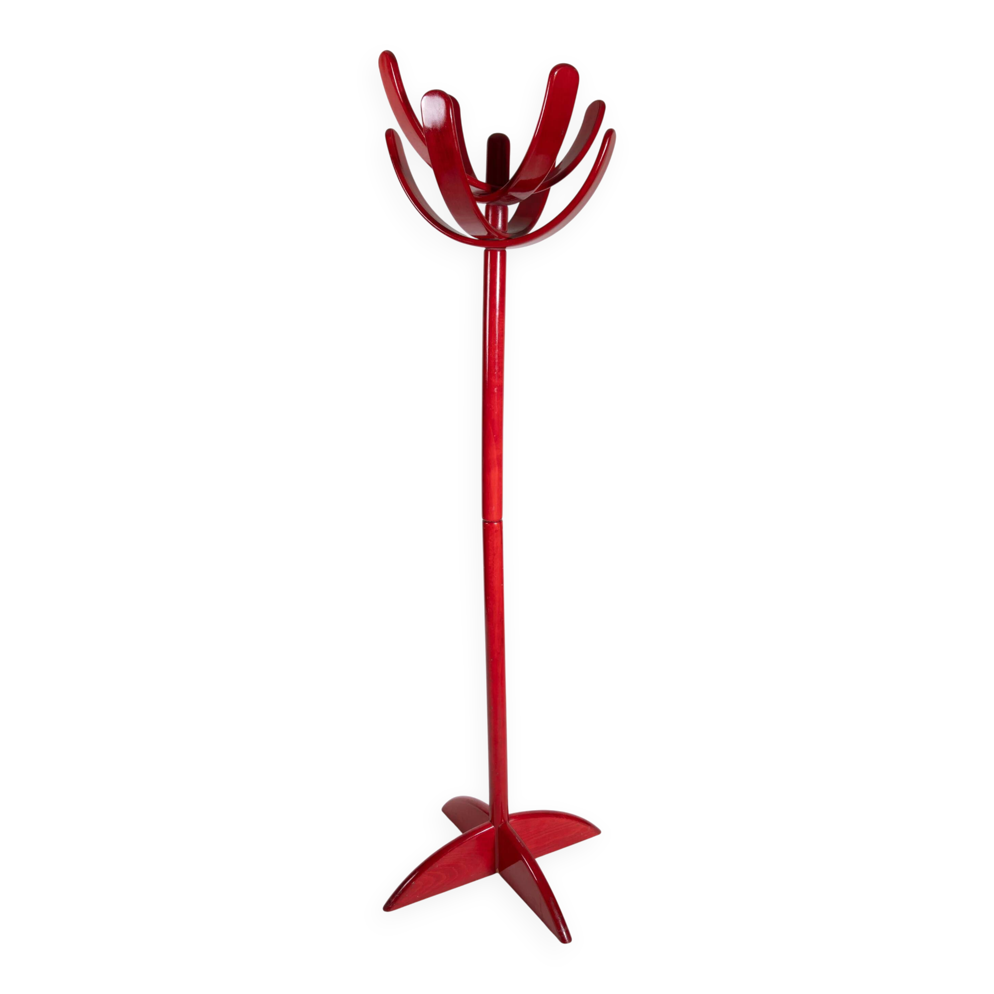 Porte-manteau italien de Mauro Pasquinelli en bois laqué rouge, années 1960