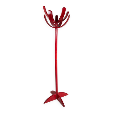 Porte-manteau italien de Mauro Pasquinelli en bois laqué rouge, années 1960