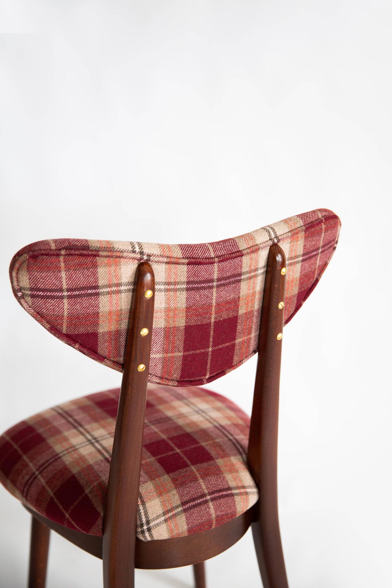 Classic Scottish chair in red burgundy tartan pattern, mid-century, Europe, 1960s.