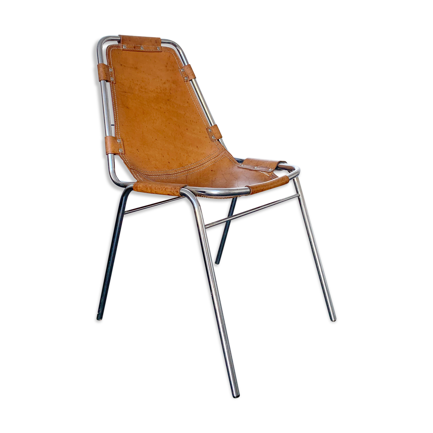 Vintage Chair Les Arcs in leather, published by Dal Vera, 1960s-70s